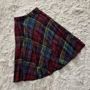 Plaid A-Line Skirt in Red and Green